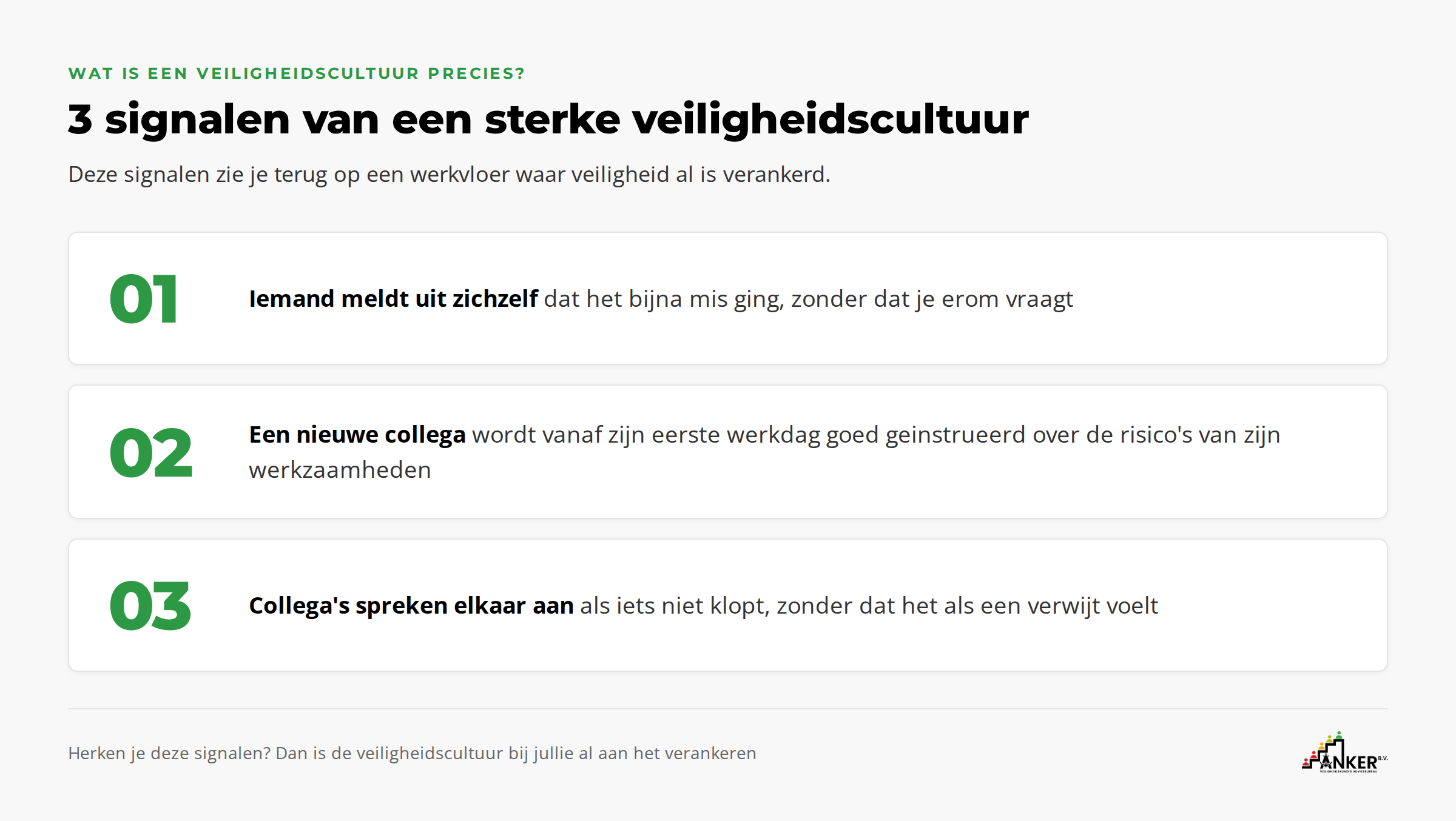 3 signalen van een sterke veiligheidscultuur
